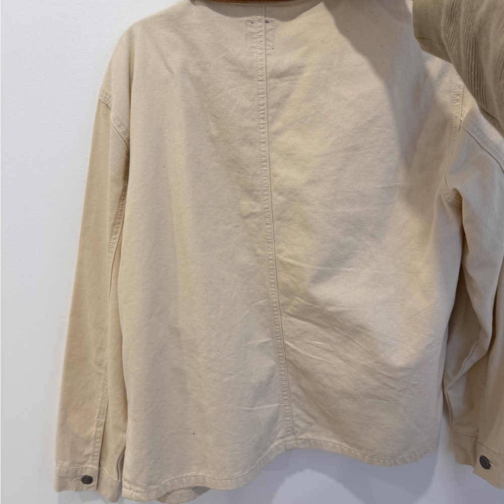 RVCA Cream Canvas Jacket with Brown Corduroy Collar - Picture 3 of 3